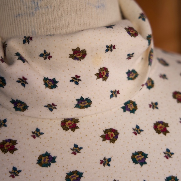 Vintage 90's Woolrich Woman 100% Cotton Winter Floral Turtleneck Long Sleeve M - Picture 14 of 14
